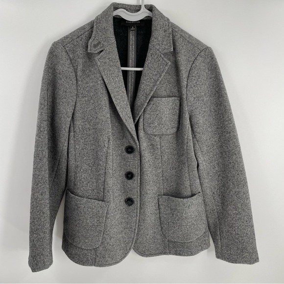 Talbots Gray Wool Blend 3 Button Classic Neutral Minimalist Pockets Blazer - Picture 1 of 14